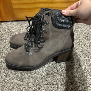 Lucky Brand Brown/Gray Ankle Boots with Black Accents